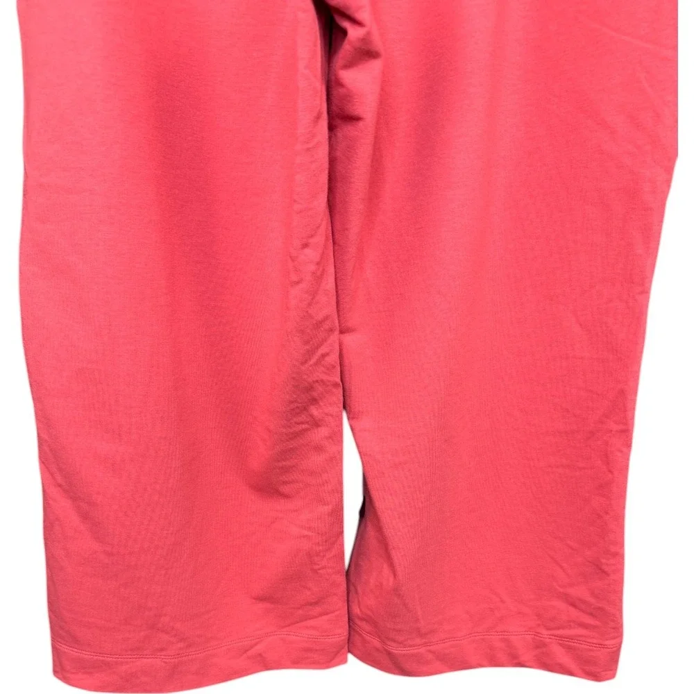 Denim & Co.‎ Active French Terry Wide Leg Crop Pant Deep Papaya Large PETITE